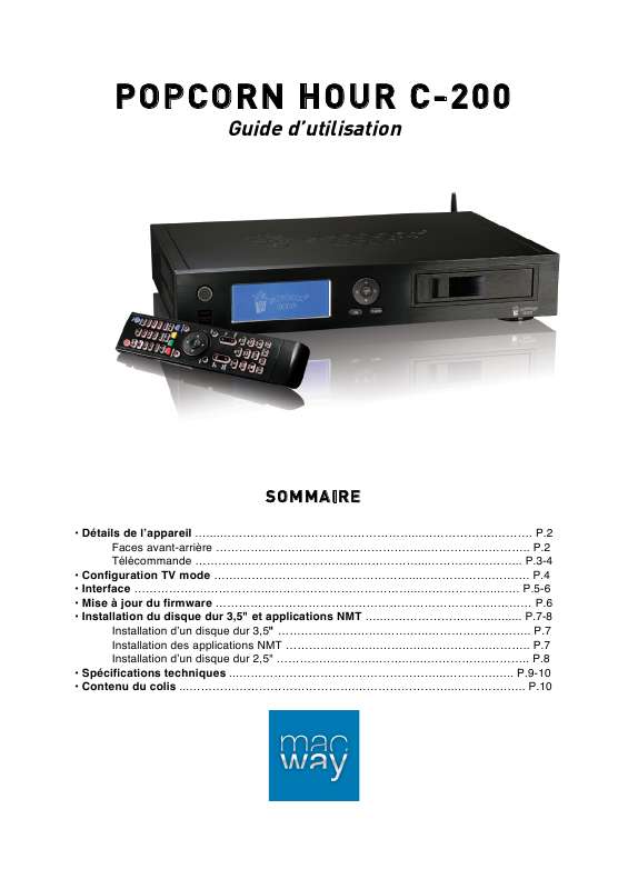 Notice POPCORN HOUR C200 passerelle multimédia Trouver une solution